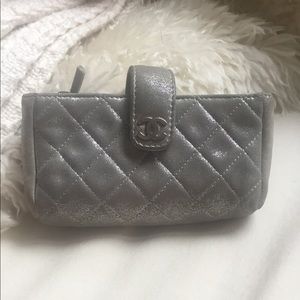 Chanel Iphone clutch handbag iridescent silver
